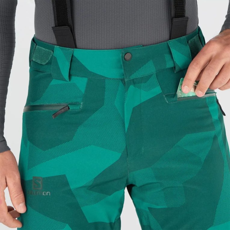 Green Salomon Edge Men's Ski Pants | PH 41976U